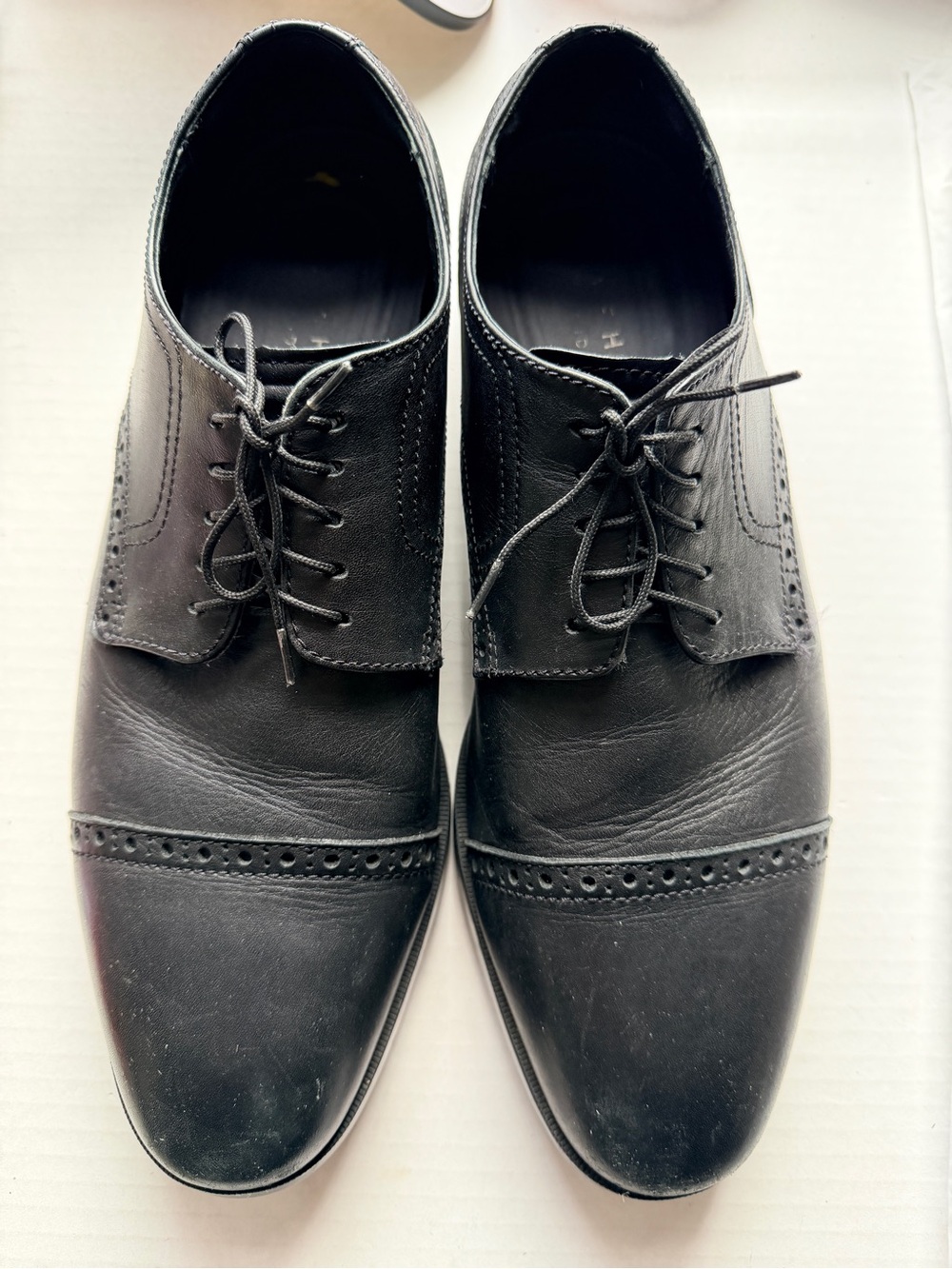 Cole Haan Black Leather Men's Grand O’s Broguing Pattern Wingtip Dress Shoes 9M